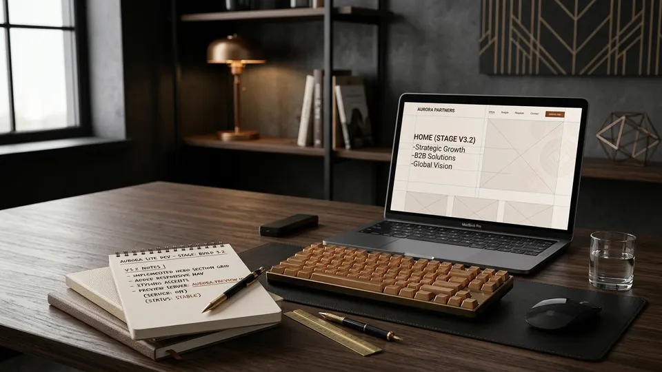 Costruzione dell'interfaccia web a fasi con note di versione e indicatore del server di anteprima