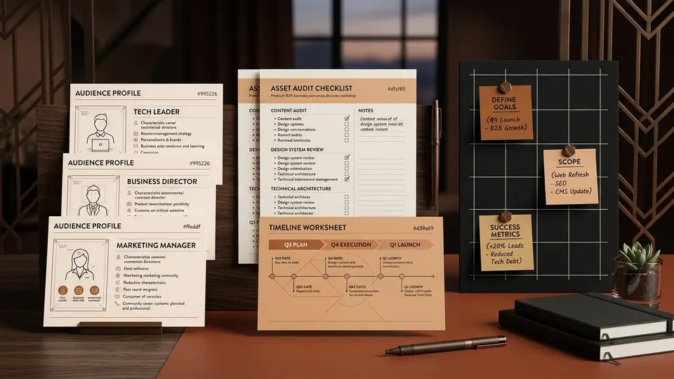 Materiali del workshop di scoperta con profili del pubblico e lista di controllo dell’audit