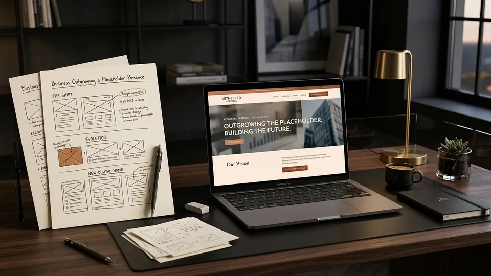 Scena di studio editoriale con un'azienda che costruisce la propria presenza web